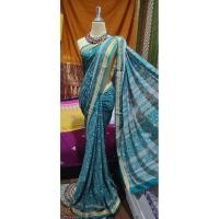 ราคา ผ้าส่าหรีอินเดีย ส่าหรีอินเดีย มือสองSAREE-49ส่าหรีสีฟ้า พิมพ์ลาย ส่าหรีแบบนุ่งเอง ยาว 6 มี. ชุดอินเดีย ชุดส่าหรี (51455413015)