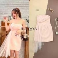 ราคา S M มือ1 NITTAYA มินิเดรสเกาะอก แต่งผ้าชีฟองปาดข้าง สวยสุดๆ ป้าย NITTAYA (22752568024)