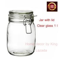 ราคา โหลแก้ว,โถมีฝาปิด โหลดองเหล้าบ๊วย แก้วใส ขนาด 1 ลิตร (16715289226)