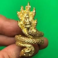 ราคา แหวนพญานาค 7 เศียร 2 ขด เนื้อโลหะชุบทอง (นานไปอาจดำได้) (3364721660)
