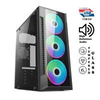 ราคา CASE (เคสเกมมิ่ง) VENUZ ATX Computer Case VC501 RGB Tempered Glass *มีพัดลมขนาด12นิ้ว ด้านหน้า3ตัว* มาพร้อมไฟRGBสวยงาม (9224070306)