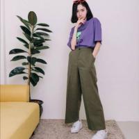 ราคา กางเกงวินเทจขากระบอก กางเกงขายาวผู้หญิง ผู้ชายใส่ได้ สีเขียวขี้ม้า สีน้ำตาล สีครีม (6016580978)