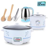 ราคา ⊙[ลดหนักหนัก] My Home Set2 เซต หม้อสุกี้ไฟฟ้า 3ลิตร หม้อหุงข้าว , กาต้มน้ำ และฟรี ตะหลิวไม้ 2ชิ้น ที่คีบ1 เตาสุกี้ไฟฟ้าK (22472876453)