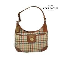 ราคา กระเป๋า Coach Hamptons Tattersall Multi Color Leather Wool Hobo Handbag Purse สินค้ามือสองแบรนด์แท้ ตำหนิสายทำมาใหม่ (25827988338)