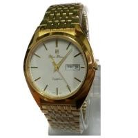 ราคา OP ชาย สายทองเรือนทองบางหน้าขาว กระจกแซฟไฟร์ มีวันที่ รุ่น 8971M (320096506)