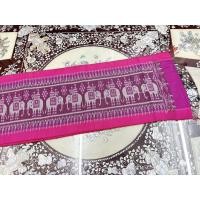 ราคา ผ้าพันคอไหม สไบลูกแก้วมัดหมี่ ไหมแท้ ขนาด 35x200cm ลายช้าง สีชมพู รหัส L4E-ST-1030671 (27315985795)