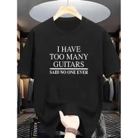 ราคา Men's Funny I Have Too Many Guitars To Say Who Graphic Tee Black Short Sleeve Music Lovers Band Theme Casual Christmas H (41278087835)