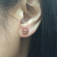 ราคา ต่างหูทอง 18เคแท้ พลอยทับทิมแดง (3418525010)