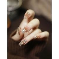 ราคา Waltz Nails Jade Fat Blush Classic Diamond Jelly Dirty Tea Steel Ball Retro Style Handmade Wear Nails (29443517045)