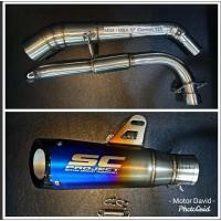 ราคา คอท่อสแตนเลส คอบอม Honda MSX MSX-SF Demon125 พร้อมปลายท่อ SC Moto GP สีไทเท งานสวยแข็งแรง (7068447674)