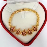 ราคา สร้อยข้อมือทองเหลืองแท้รูปเต่าประดับพลอยโกเมนแท้สีแดงน้ำงามสวย (19562498035)