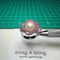 ราคา แหวน มุกเอดิสัน (Adison pearl) 9 มม ประดับทับทิมพม่า 2.3 ct รูปดอกไม้ ตัวเรือนเงิน 925 ชุบทองคำขาว18k (25401794390)