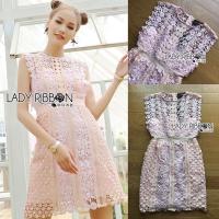 ราคา งานป้าย Lady Ribbon's Made Lady มินิเดรสผ้าลูกไม้สีชมพูพาสเทลสไตล์ (22534616437)