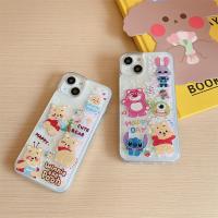ราคา IPhone 13 Pro Max 11 12 14 Plus 8 X XR Cute Carlton Winnie Bear Disney Patterned Glitter Liquid Bling Quicksand Soft Case Cover (22346767671)