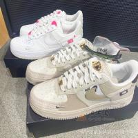 ราคา Nike Air Force 1 AF1 gold chain coffee milk tea White Brown เย็บสีชมพู DX6061-111-122 รองเท้าผู้หญิง (52306045520)