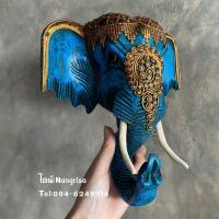 ราคา หัวช้างไทยแกะสลักแขวนผนัง หัวช้างแขวนผนัง หัวช้างแกะสลัก (ขนาด 8 นิ้ว) (5299585995)