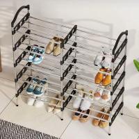 ราคา LUSH MALL โครงเหล็กประกอบง่ายชั้นวางรองเท้าสองแถว ตู้เก็บรองเท้า ประหยัดพื้นที่ เหล็กสีดำและพลาสติก ABS ชั้นวางอเนกประสง (41961717382)