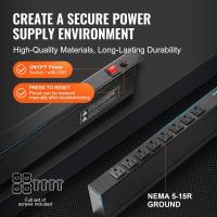 ราคา VEVOR 1U PDU, 8 / 10 / 12 Outlets, 110-125V/15A, Rack Mount Power Strip Fits Standard 19" Server Ra (55003362843)