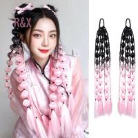 ราคา <&X< 1ชิ้นวิกผมสังเคราะห์โคมไฟฟองผมหางม้าหลายสีปลอมถักเปียสาวร้อนถนนภาพการสร้างแบบจําลองโคมไฟยาวถักเปียใหม่ (58155112717)