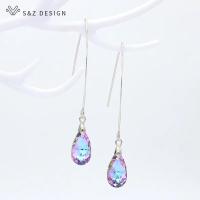 ราคา S&Z DESIGN New Fashion White Gold Color Water Drop Crystal Dangle Earrings Simple Long Ear Hook For Women Party Jewelry (41325668690)