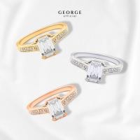 ราคา แหวนเพชรชูสี่เหลี่ยม แหวนเงินแท้ S925 เพชรสวิต (CZ) เหลี่ยม H&A ชุบทองคำขาว / ทองคำ 18K /โรสโกลด์ GR031CZ GEORGE Jewelry (25081287509)