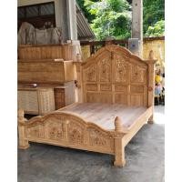 ราคา โครงเตียงไม้สักแท้ แกะสลัก 6ฟุต Teak Wood Bed Frame Craft งานไม้ดิบ ไม่ทำสี (24905825458)