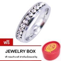 ราคา Tips Gallery แหวน สแตนเลส 316L ชุบ ทองคำขาว 18 K ประดับ เพชร รัสเซีย 3 กะรัต รุ่น D'aimer Ring Design TRS021 (1265857666)
