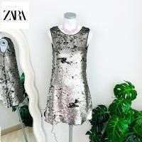 ราคา ไซด์ S แบรนด์ Zara แท้ 100%เดรส เกล็ดแน่น งานเกล็ดวิบวับ สีเทา เมทาลิค ใส่ออกงาน ทรงเข้ารูป เดรสออกงาน ชุดปาร์ตี้1 (42020929675)