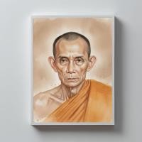 ราคา ภาพมงคล พระบูชา รูปหลวงหลวงพ่อกวย วัดโฆสิตาราม แนวภาพเขียนหลวงปู่เปี่ยมเมตตา ภาพวาดหลวงพ่อพร้อมกรอบ 4x6 นิ้ว (43525245193)