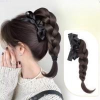 ราคา Vogue หญิงผมหางม้าสูง Bow Clasp Horsetail คว้าคลิปเพิ่มวิกผมธรรมชาติ Fluffy Warped Braid วิกผม (26319519503)