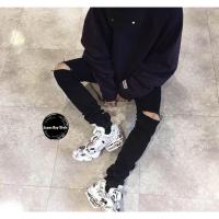ราคา Jeans boy style กางเกงยีนส์สีดำขาดเข่า ขายาวมาก (1765818517)
