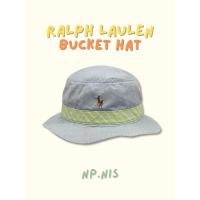 ราคา POLO หมวกบัคเก็ต สีม่วงๆฟ้าๆ ปักม้าการ์ตูน แท้มือสอง (29232126159)