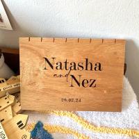 ราคา สมุดอวยพร หน้าปกไม้ ขนาดA4 ฟรีสลักชื่อสมุดลงนาม สมุดอวยพรงานแต่งงาน (23650332605)