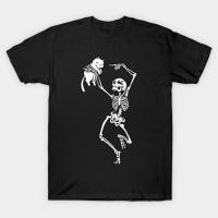 ราคา เสื้อยืด Vintage Dancing Skeleton With a Cat T-Shirt แท้ Cotton 100% แฟชั่น สินค้ามาใหม่ (41165240072)