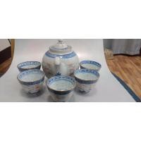 ราคา ชุดนำ้ชาลายเม็ดแตงขอบทองเก่า (23351756373)