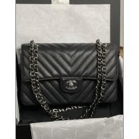 ราคา Chanel Classic Chevron Medium Double Flap Black Caviar (22175500729)