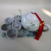 ราคา หยกพม่าแท้ชุดกาน้ำชาและถ้วยพร้อมถาด 7ชิ้นชุดสวยงาม (29673473161)