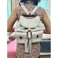 ราคา ลดเพิ่ม 2000 จาก 8500 เหลือ 6500 ส่งฟรีGUCCI Bamboo Backpack Diamante White Leather ของแท้ ส่งฟรี (17185860072)
