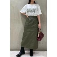 ราคา moussy กระโปรงหนังสีเขียวมะกอก (28707921874)