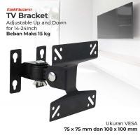 ราคา GANTUNGAN Taffware Vesa 100x100 ขายึดทีวีแบบปรับได้สําหรับทีวี 14-24 นิ้ว, Led Lcd TV Hanger บนผนัง (54104636038)