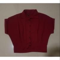 ราคา เสื้อครอปคอปกสีแดงเลือดหมู ผ้าชีฟอง (1404009657)