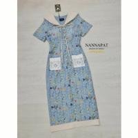 ราคา เดรสยาวฉลุคอกปกสีฟ้า ไซส์ M มือ2 แค่ลองใส่ งานป้ายnannapat#เดรสลูกไม้#เดรสทำบุญ (45853862519)