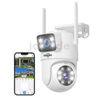ราคา Hiseeu 2 แพ็ค 6MP WiFi กล้อง IP กล้องรักษาความปลอดภัยไร้สาย 5G 2.4G WiFi Dual เลนส์ PTZ การติดตามการเคลื่อนไหวกลางแจ้งสี Night Vision (41105307955)