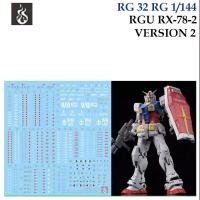 ราคา ดีคอลน้ำ [GHOST] RG 32 s RG 1/144 RX-78-2 GUNDAM VER 2.0 VERSION 2 RGU WATER SLIDE DECAL RG32 (28718550056)