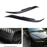 ราคา For Mazda 6 2003-2013 Car Headlight Eyebrow Headlamp Eyelid Trim Carbon Fiber Front Head Light Lamp (47405382092)