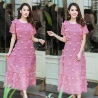 ราคา เดรสยาวงานป้าย Dress World (สีชมพู) (2017730761)