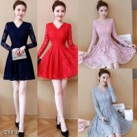 ราคา เดรสสั้นผ้าลูกไม้แขนยาว (787320933)
