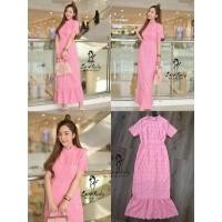 ราคา 4.เดรส ยาวสีชมพูปักดอก3D ดอกไม้sz.L XL ใส่ได้ทุกเทศกาล (9966606740)
