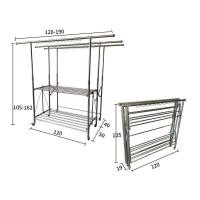 ราคา ราวตากผ้าสแตนเลสพับได้ 3 พับ ปรับระดับสูงต่ำได้ 3 ระดับ (105-162 cm) ท่อบนดึงออกได้สองฝ่าง (24927642342)