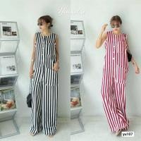 ราคา จั้มสูทขายาว แขนกุด ทรงปล่อย แต่งกระเป๋าด้านหน้า 3 และด้านหลังอีก 2 ช่วงอกเปงกระดุม Yunaka (24034293700)